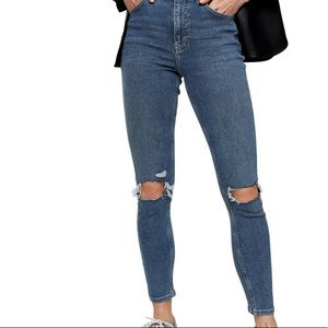 Topshop moto Leigh blue skinny distressed jeans!